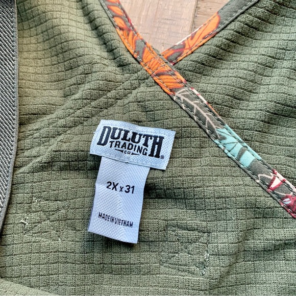 NWT Duluth 2X x31”L Heirloom Gardening Lined Bib Overalls Loden Autumn Leaves - Picture 7 of 8